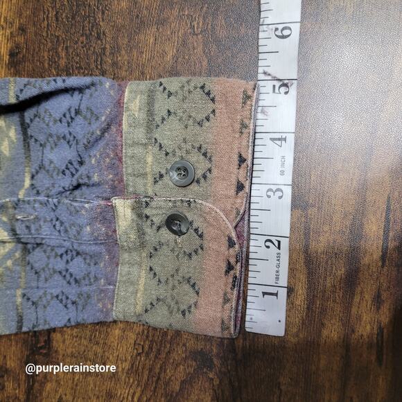 Vtg Cabela's Deerskin Soft Chamois Aztec Shirt 2XLT Pocket Outdoor Gorpcore Y2K - Picture 9 of 10